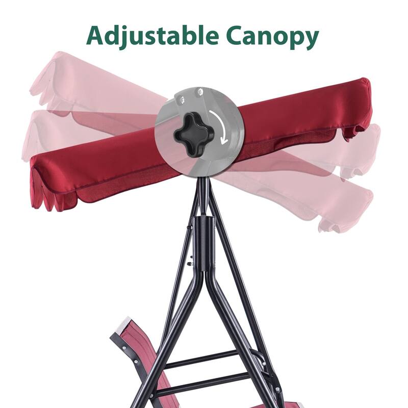 MCombo Outdoor Patio Canopy Swing Chair 3-Person, Steel Frame Textilence Seats Swing Glider, 4507