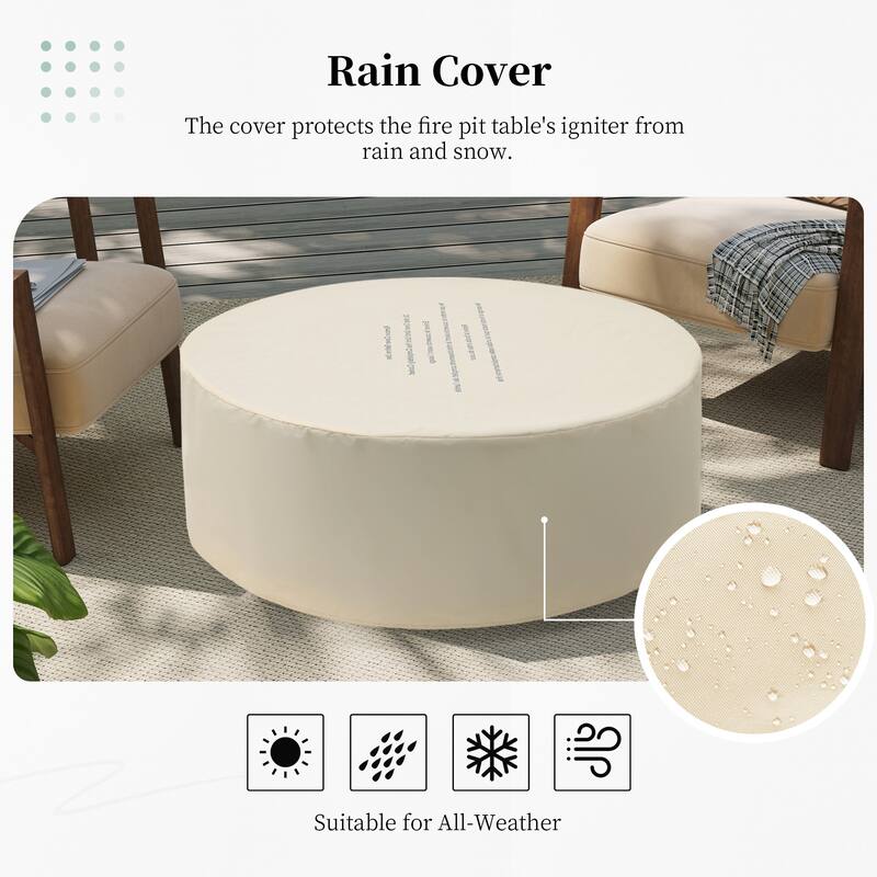 35-Inch Outdoor Side Table, Magnesium Oxide Hexagonal Coffee Table with Rain Cover