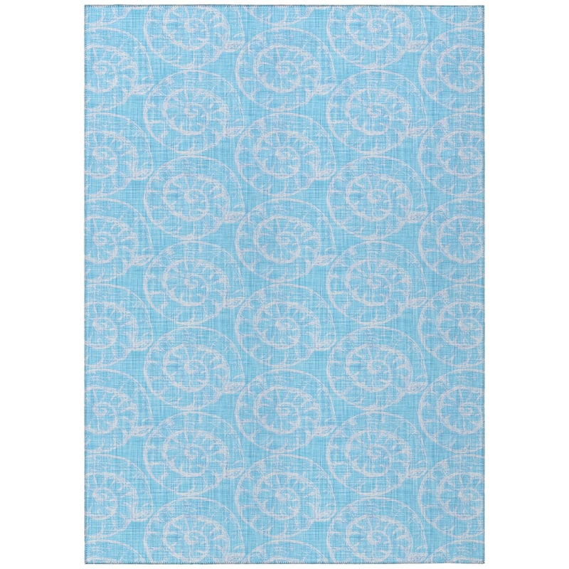 Indoor/ Outdoor Surfside Imprints Washable Rug New - Aqua - 9' x 12'