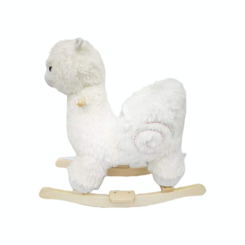 Kids Ride-On Rocking Horse Toy with Lullaby Song, Rocking Toy with Hand Puppets & Safety Belt