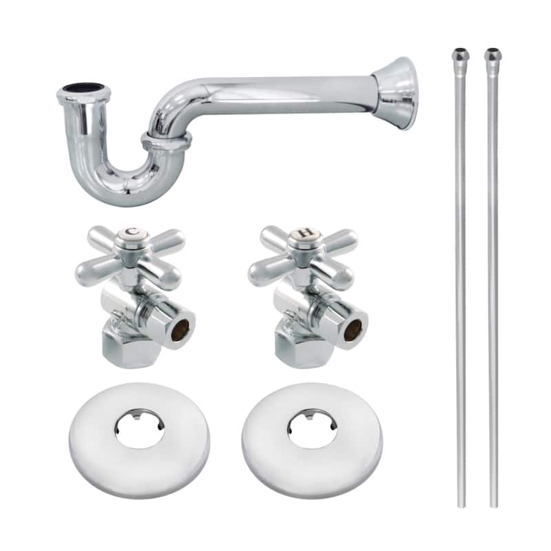 Gourmet Scape Plumbing Supply Kit with 1-1/2" P-Trap - 1/2" IPS Inlet x 3/8" Comp Oulet - Polished Chrome