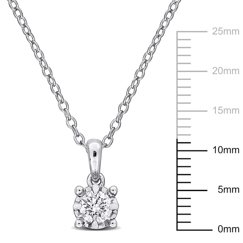 Miadora Sterling Silver Lab Grown Diamond Solitaire Necklace 1/10 to 1ct tw (GH VS1;VS2)