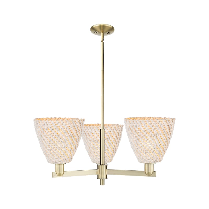 Innovations Lighting Endless Possibilities Arcadia - Bristol Natural - 3 Light 31" Stem Hung Chandelier - Antique Brass/Natural