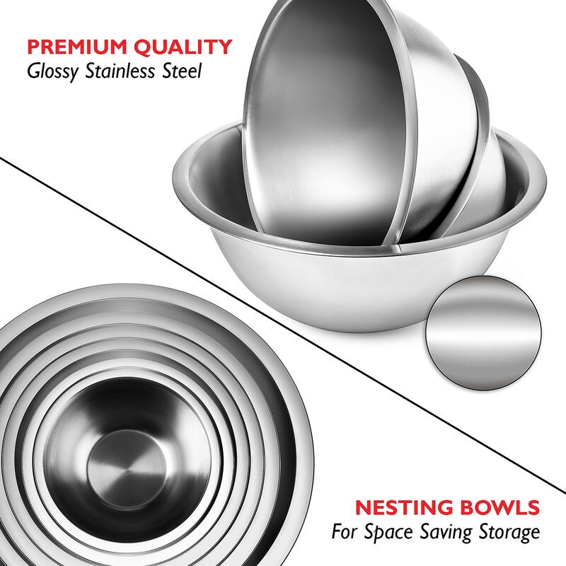 Joytable 14 Piece Premium Nesting Stainless Steel Mixing Bowls with Measuring Cups and Spoons Set