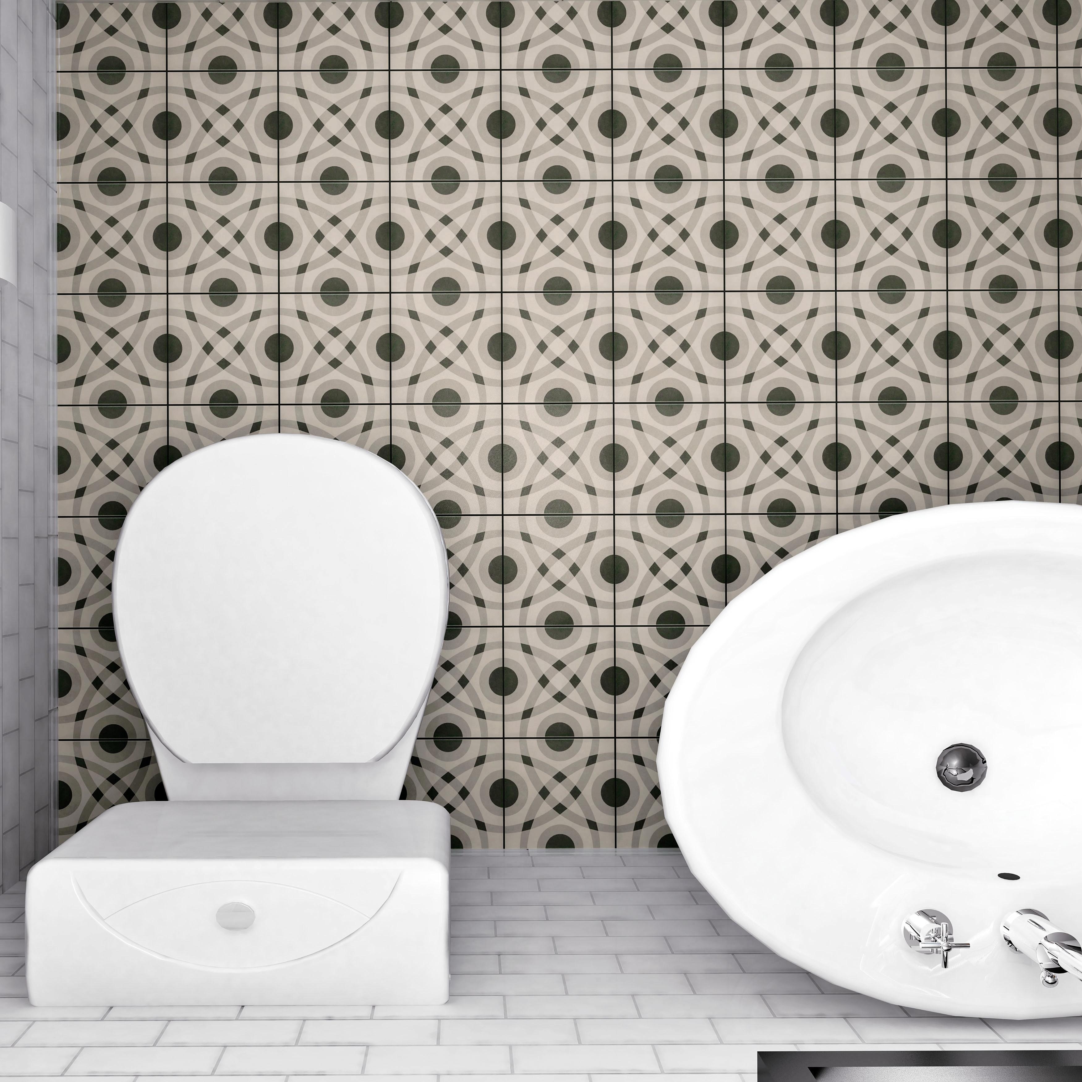 Merola Tile Twenties Circle 7-3/4" x 7-3/4" Ceramic Floor and Wall Tile