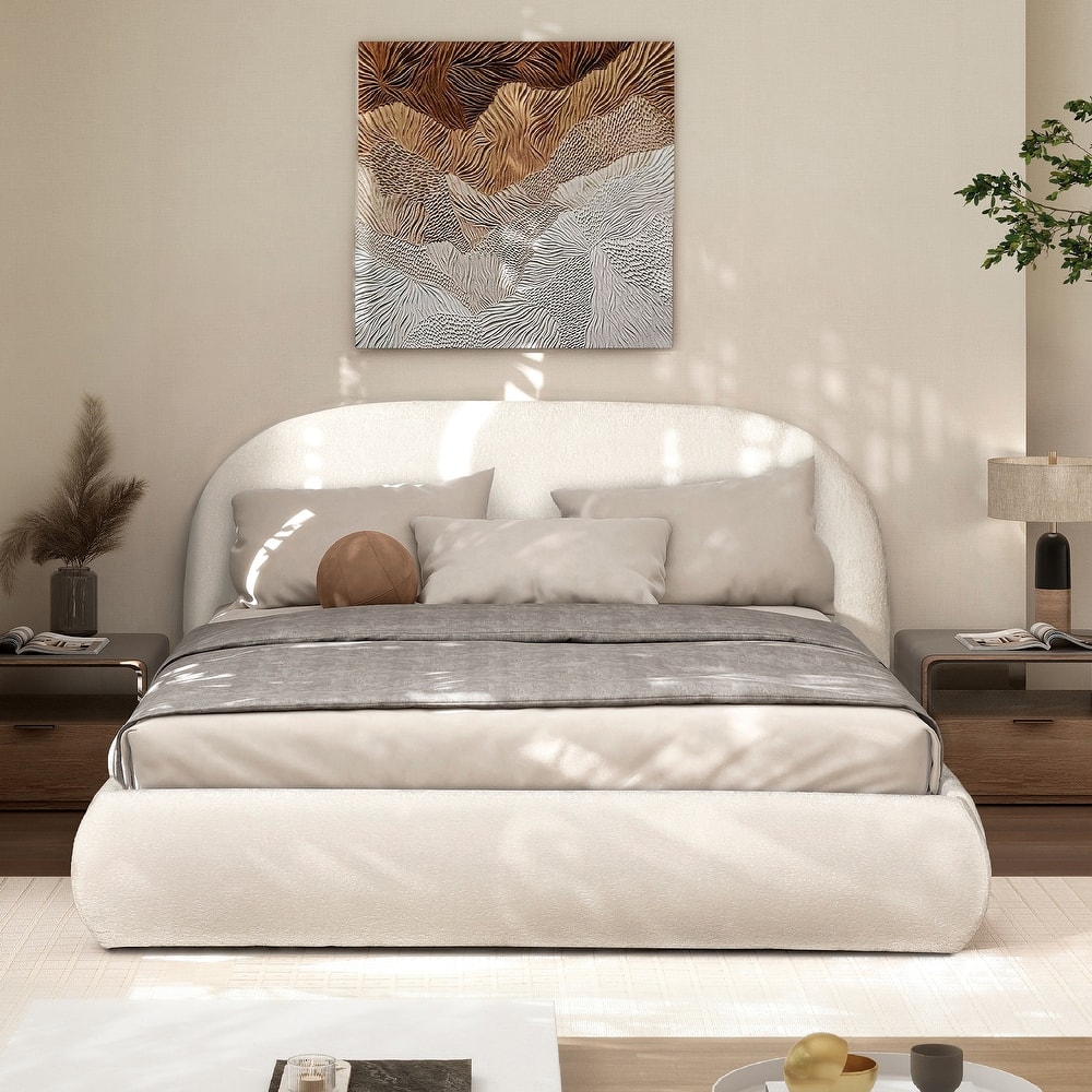 Archie Mid-Century Modern Velvet Upholstered Arched Platform Bed