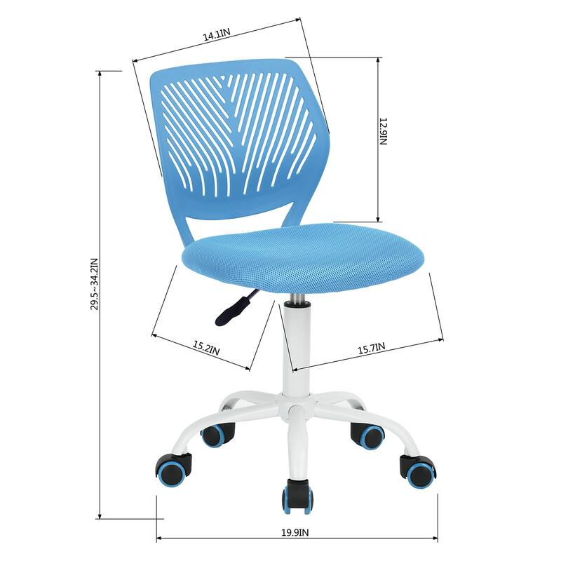 HomyLin Armless Swivel Kids Desk Chair with Mesh Padded Seating