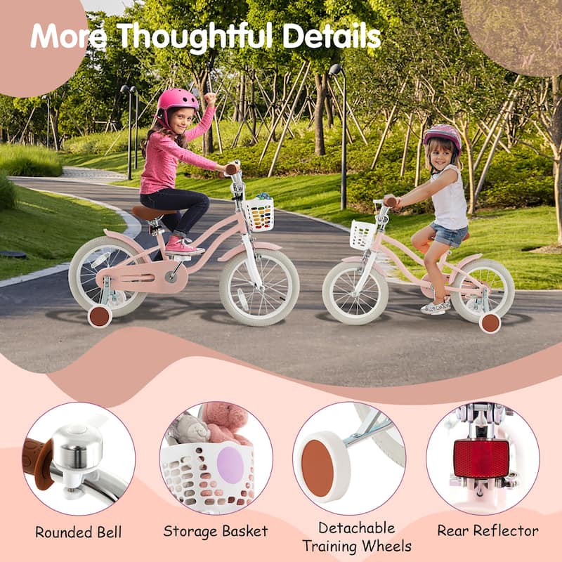 Gymax 16'' Kids Bicycle Children's Training Bicycle w/ Removable