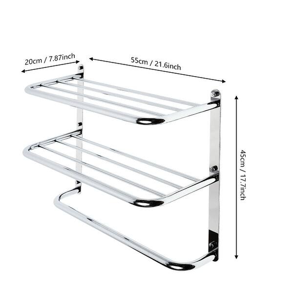 2 Tier Double Layers Wall Mounted Towel Rack - Silver - 21.6''*17.7''*7 ...