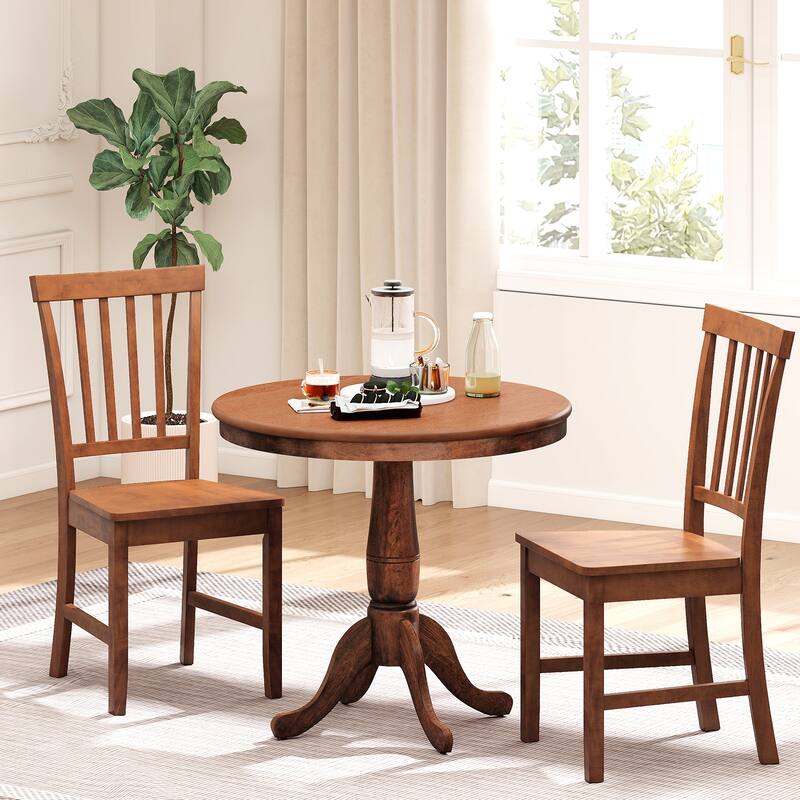 Gymax 3-Piece Dining Kitchen Table Dining Set Mid-Century Round