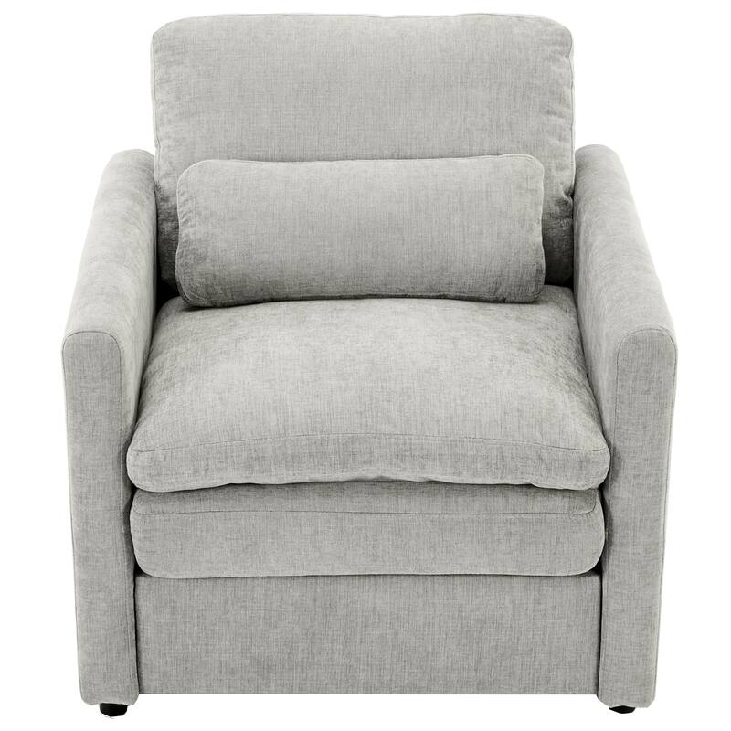 31.9" Oversized Comfy Light Grey Chenille Armchair for Living Room