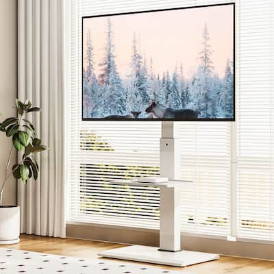FITUEYES Iron Base Universal Floor TV Stands for 32-75 Inch TVs,With One Shelf