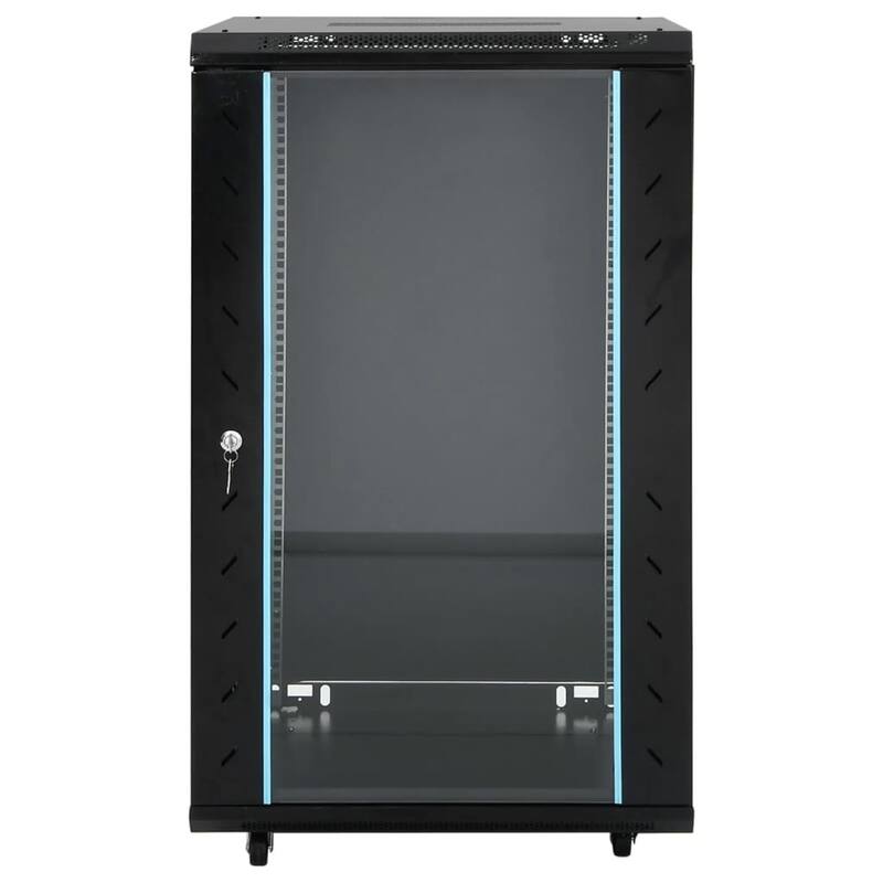 vidaXL 15/18U Network Cabinet 19" IP20 Gray/Black 23.6" x 17.7/23.6" x 33.9/39.4"