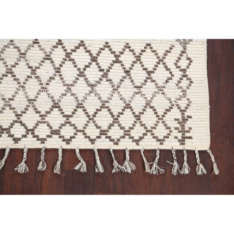 Modern Geometric Oriental Moroccan Wool Area Rug Hand-knotted - 5'0" x 7'9"