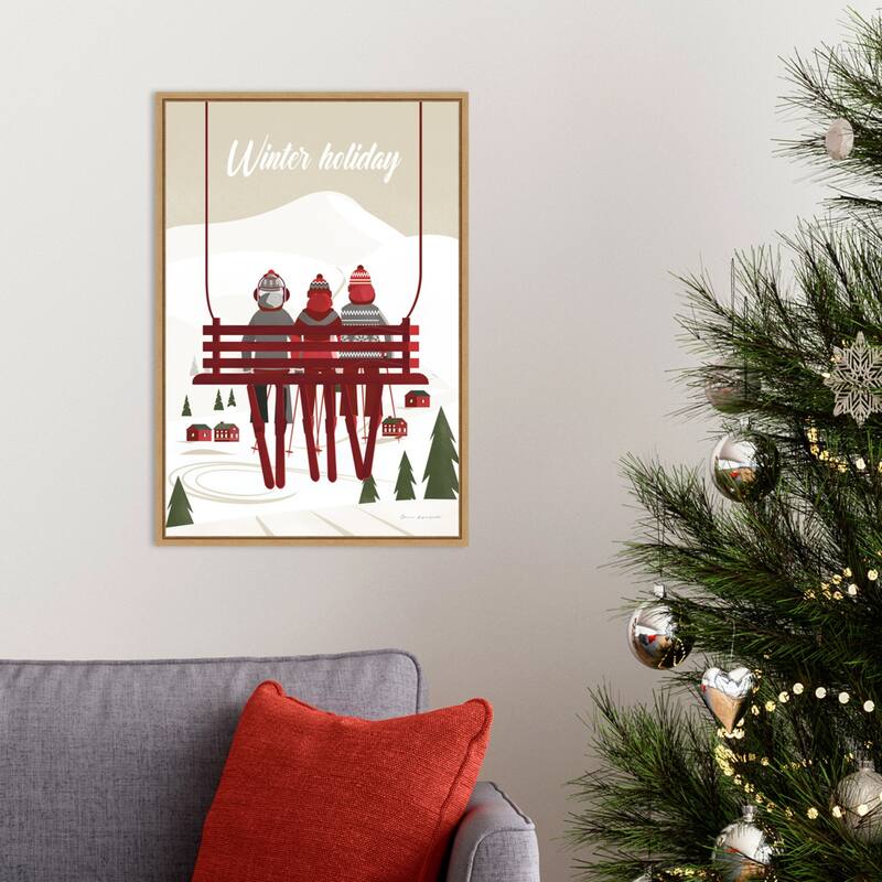 Winter Holiday Red by Omar Escalante Framed Canvas Wall Art