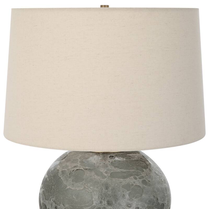 Textured Glass Table Lamp with Tapered Shade - 25" - Gray and Beige