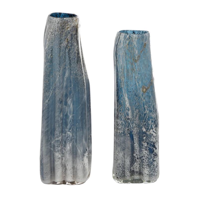Glass Handmade Blown Decorative Vase - Set of 2 Brown or Blue - Roche River Decor