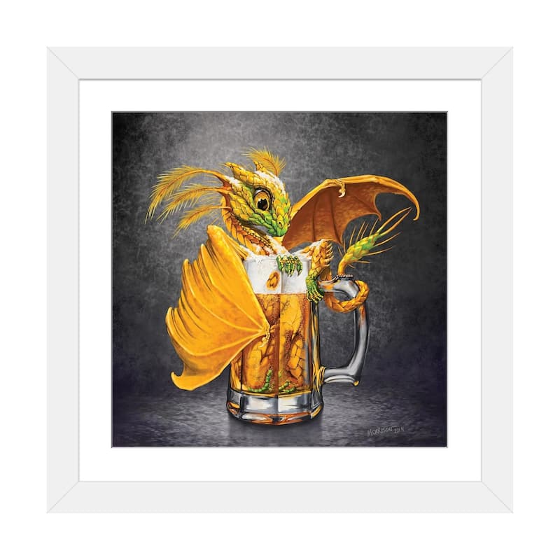 iCanvas "Beer Dragon" by Stanley Morrison - White - 24x24x1