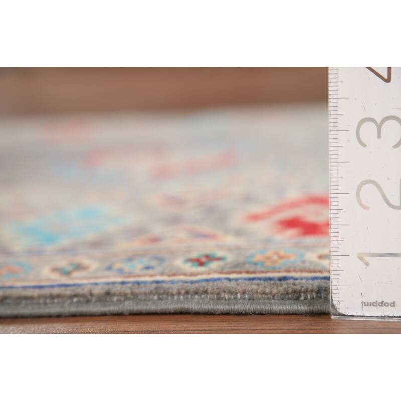 All-Over Gray Kazak Oriental Foyer Rug Hand-Knotted Wool Carpet - 2'8" x 4'1"