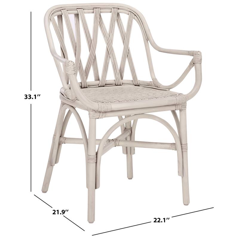 SAFAVIEH Home Serafima Rattan Arm Chair (Set of 2) - 22"W x 22"D x 33"H