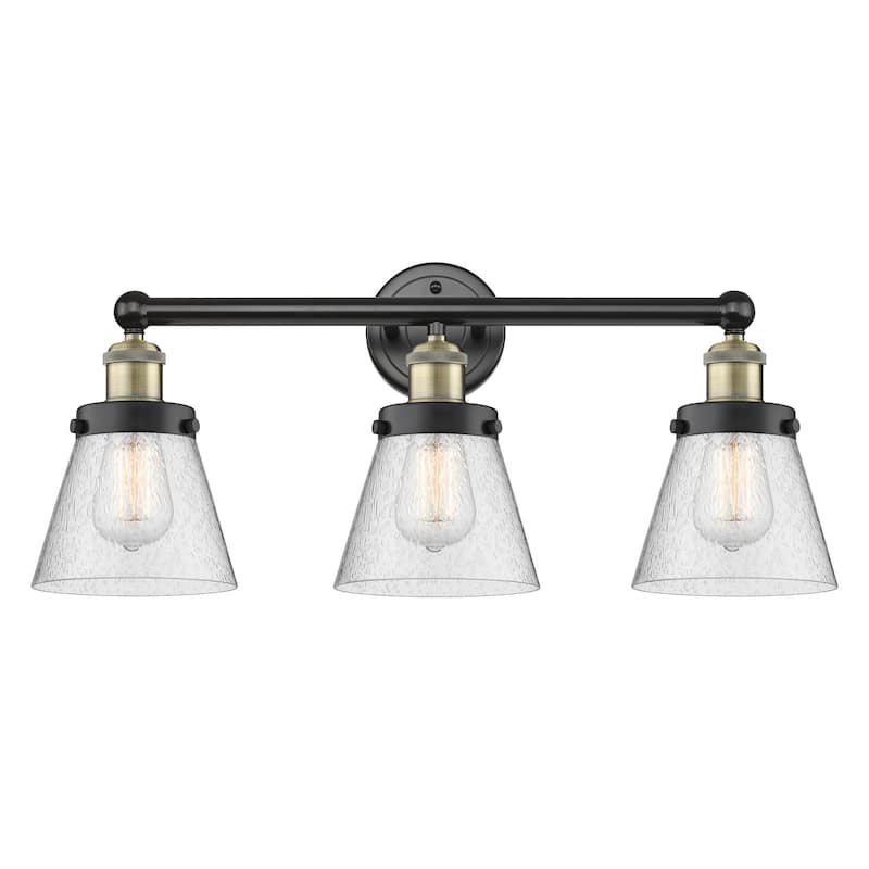 Innovations Lighting 616-3W-10-25 Cone Vanity Cone 3 Light 25" Wide - Black Antique Brass / Seedy