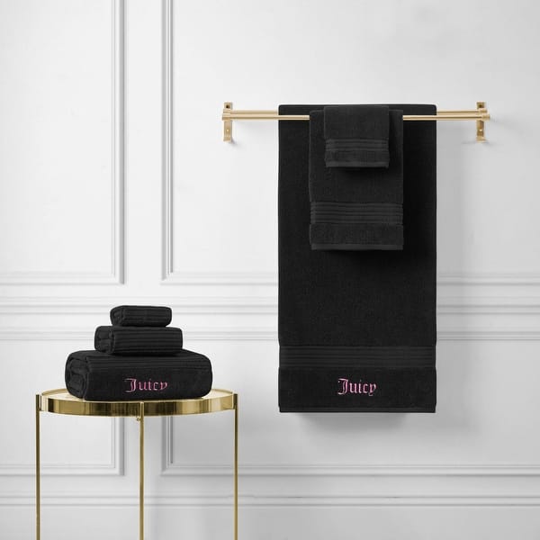 dimension image slide 1 of 2, Juicy Couture Alyssa Bath Towels 6-Piece Set 2 Bath towels 2 Hand towels 2 Washcloths - 28"x54"/16"x26"/12"x12"