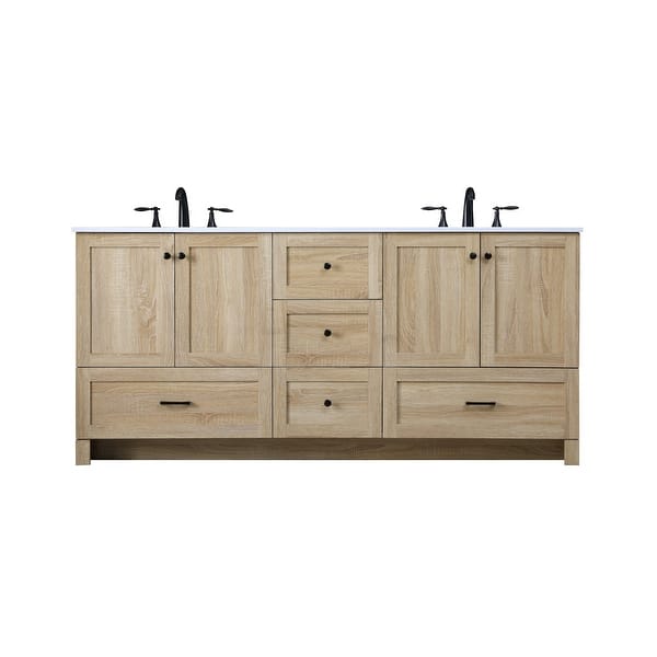 slide 2 of 11, Elegant Lighting VF2872D Soma 72" Free Standing Double Basin Vanity Mango Wood - Wood Finish