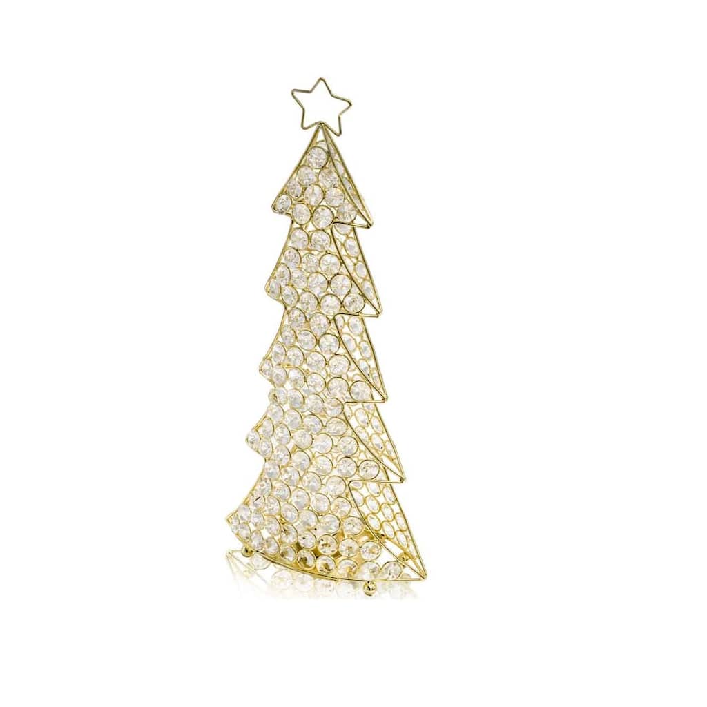 HomeRoots 16" Glam Gold And Faux Crystals Christmas Tree Tabletop Sculpture - 4' X '16' X '8