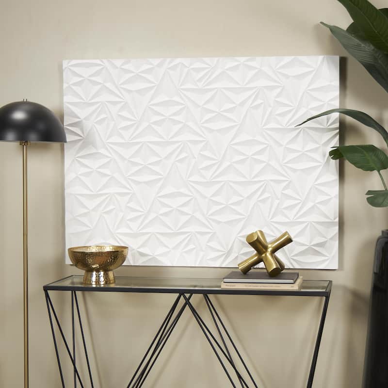 Wooden Geometric Handmade Intricately Carved Home Wall Decor - White - CosmoLiving by Cosmopolitan