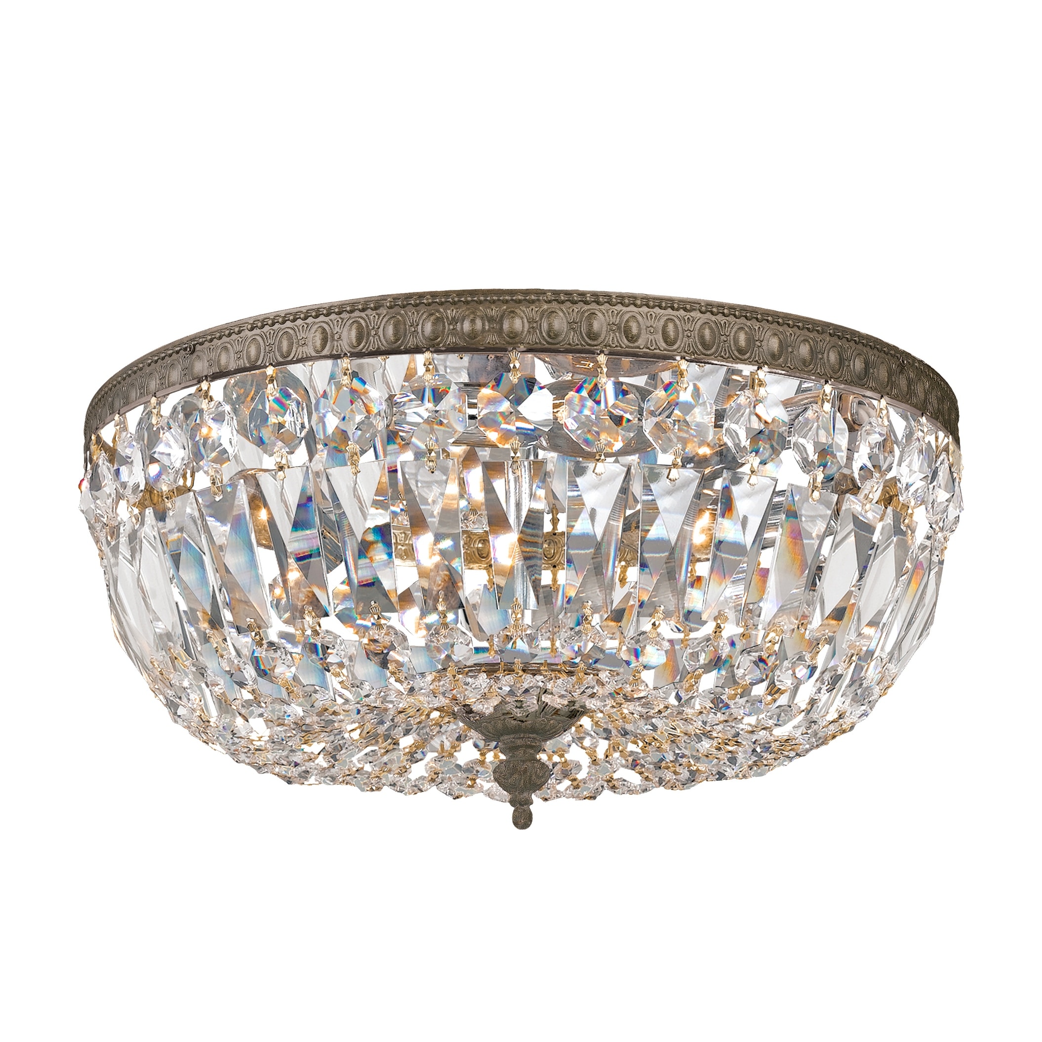 Crystorama 3 Light Bronze Clear Hand Cut Ceiling Mount II - 14'' W x 7.5'' H