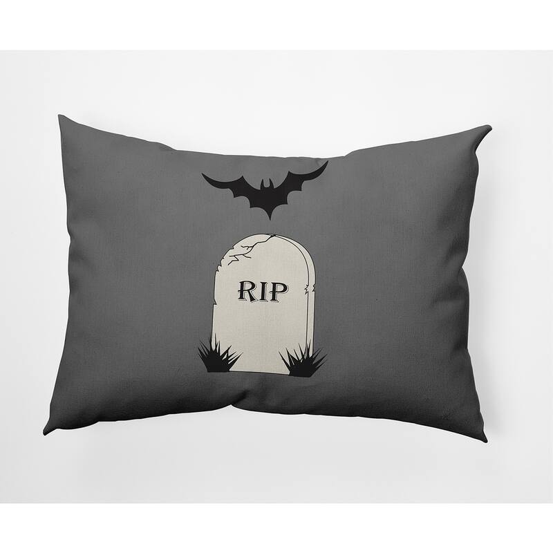 RIP Halloween Indoor/Outdoor Throw Pillow - 14" x 20" - Steel Gray