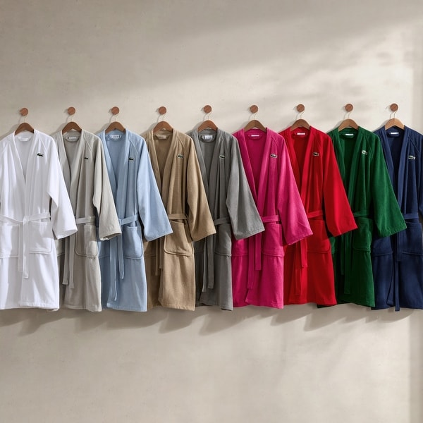 Lacoste Classic Pique Cotton Bath Robe Above the Knee, One Size