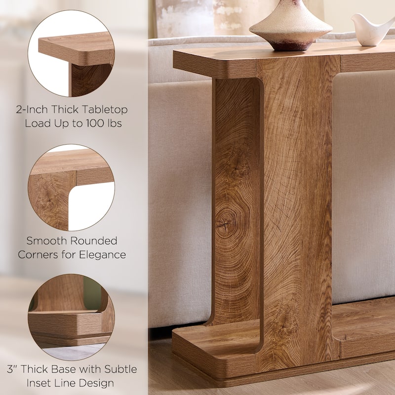 Modern 63" Entryway Console Table, Long Sofa Table with Curved Edge