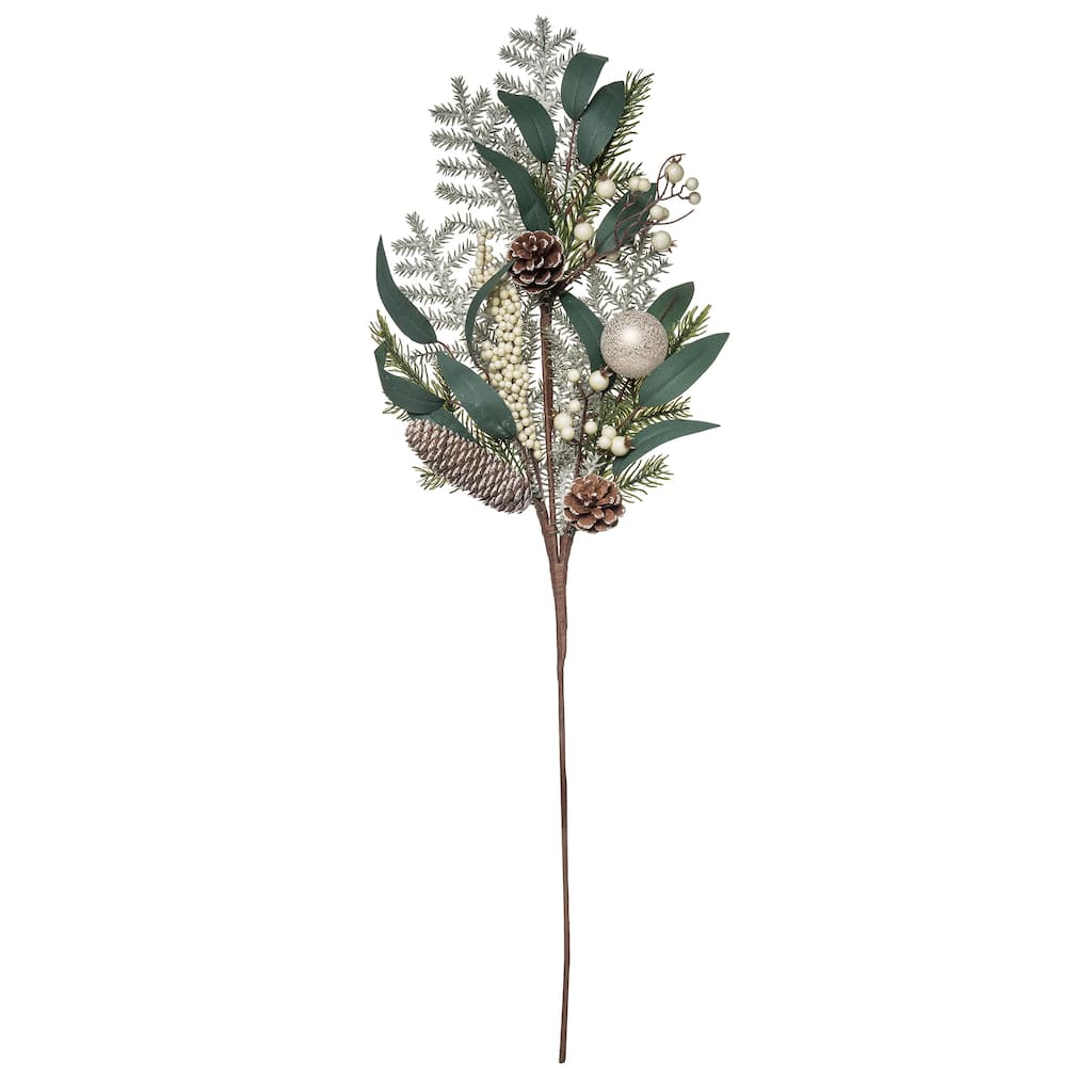 Transpac Artificial 32 in. Multicolor Christmas White Berry with Ornament Spray