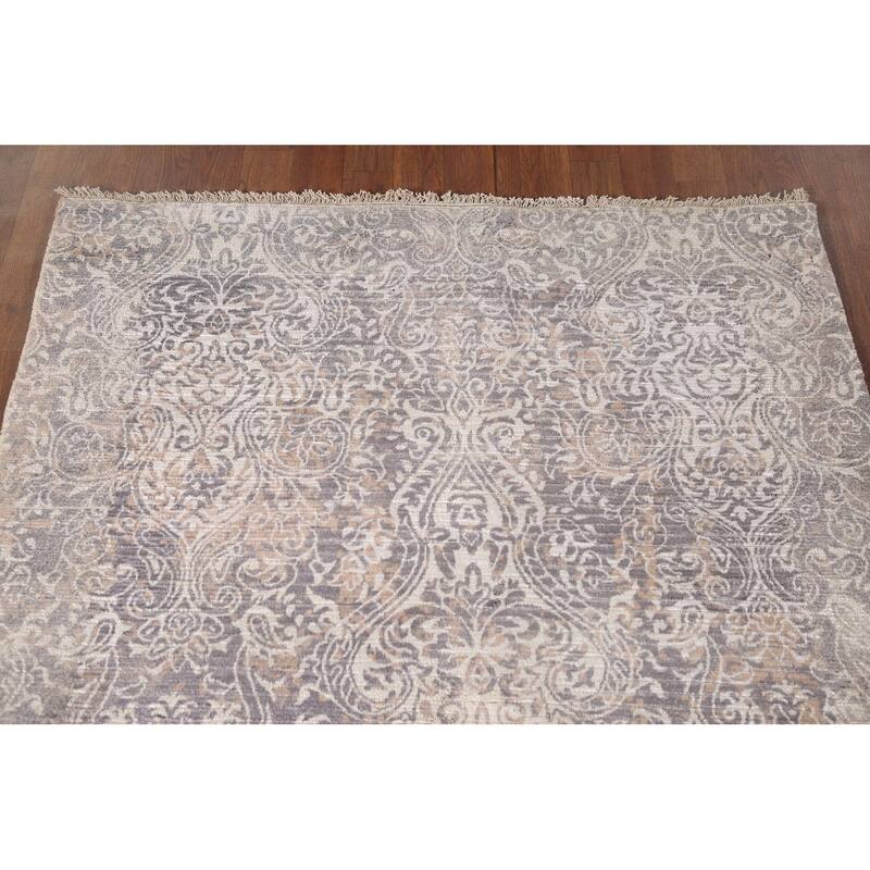 Striped Abstract Accent Rug Hand-Knotted Oriental Wool Carpet - 3'10"x 5'10"