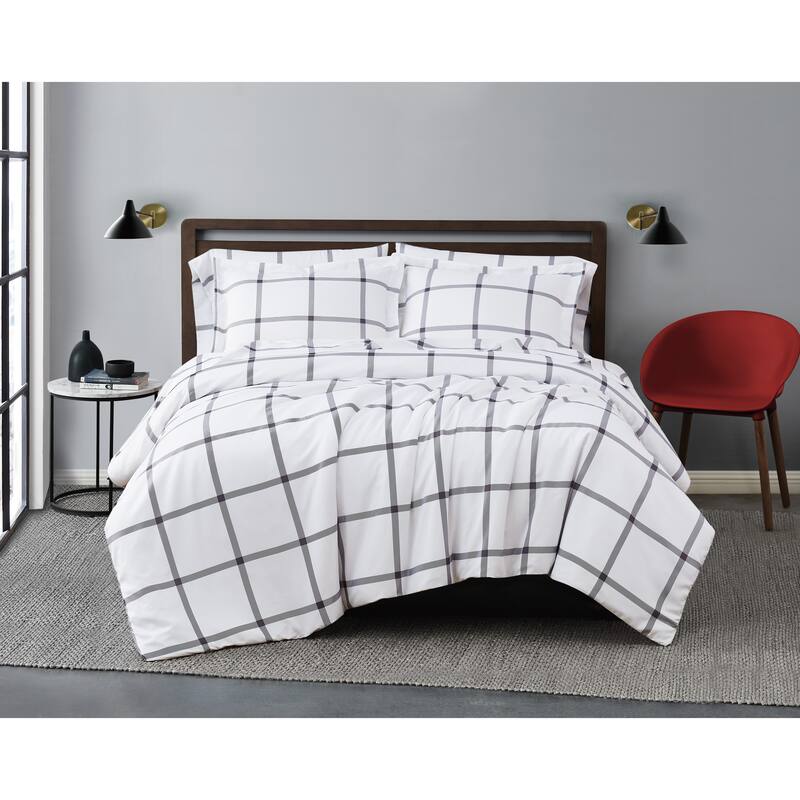 Truly Soft Printed Windowpane 3 Piece Comforter Set