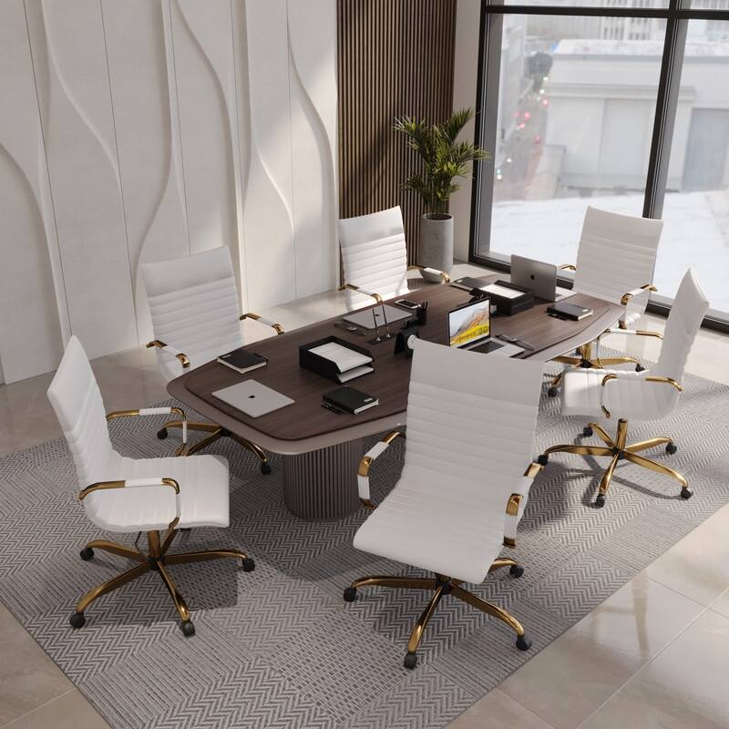 LeisureMod Harris Leatherette Office Chair With Gold Frame - Grey - 23"Dx23"Wx46"H
