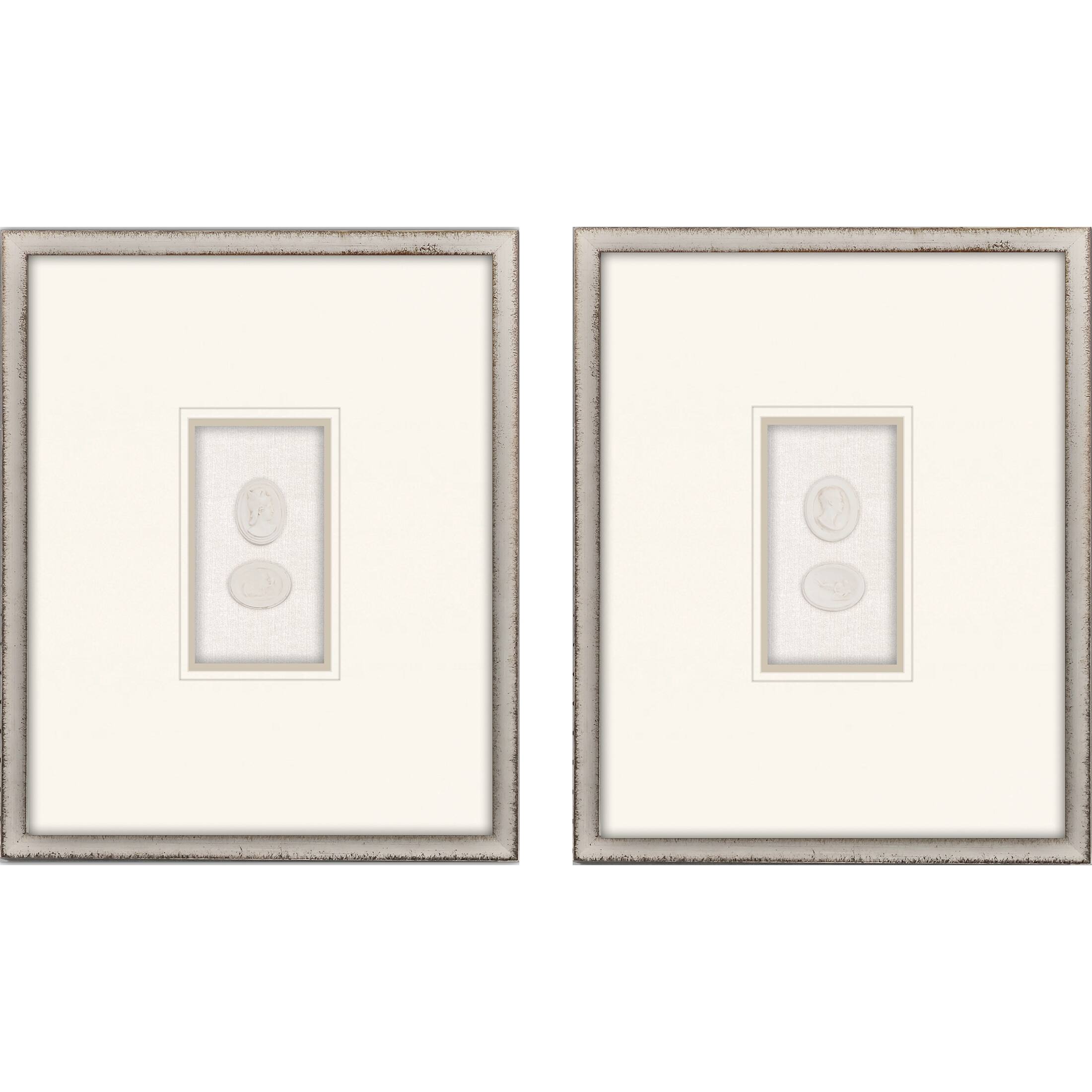 Portrait Intaglio II S/2 Mixed Media Framed Art Under Glass White