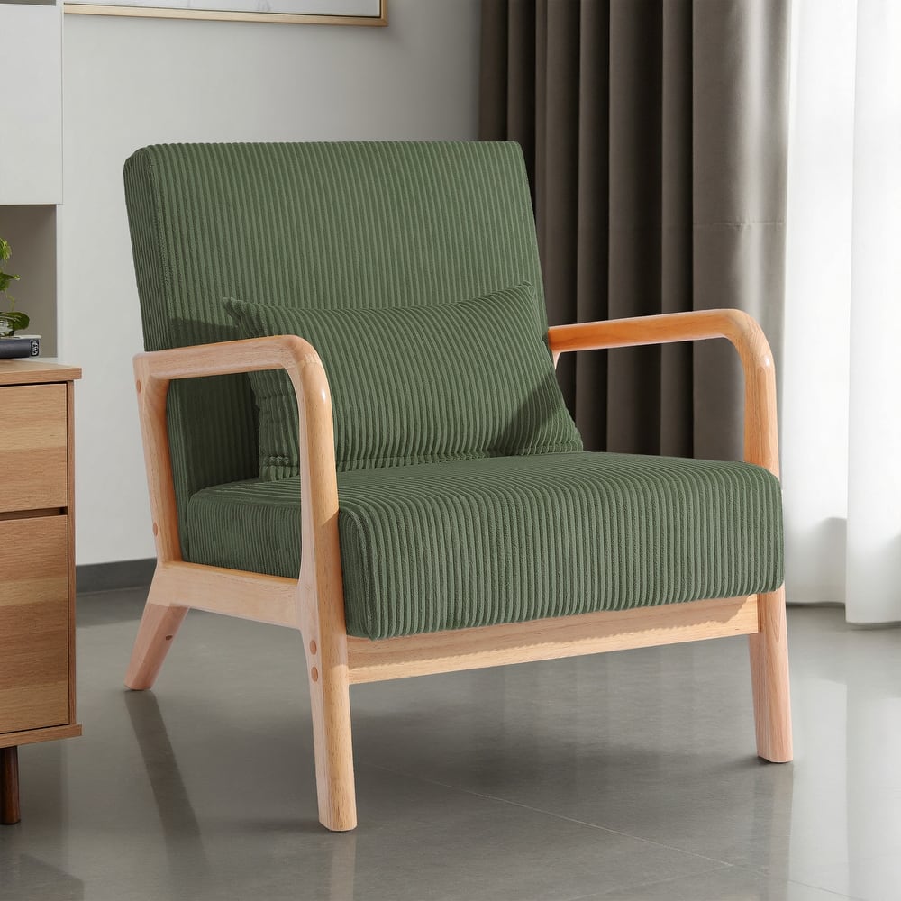 Mid-Century Upholstered Accent Chair with Wood Frame