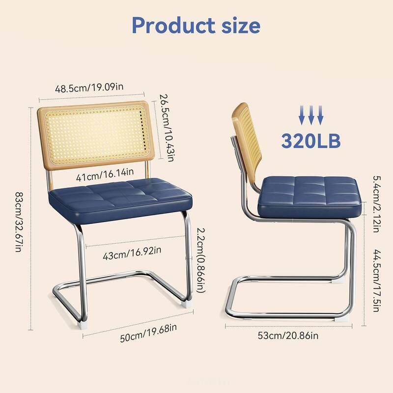 2PCS PU Rattan Dining Chair With Metal Legs