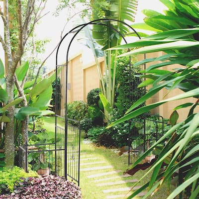 Outsunny 86" Garden Arbor Arch Gate with Trellis Sides