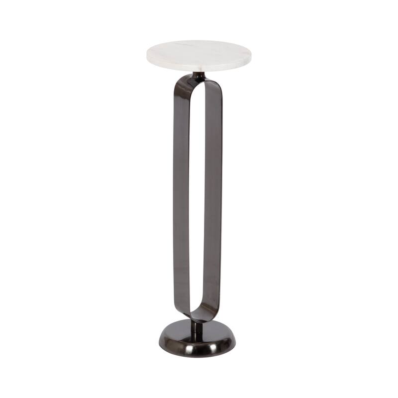 Kate and Laurel Helio Glam Drink Table - 8x8x24 - Pewter