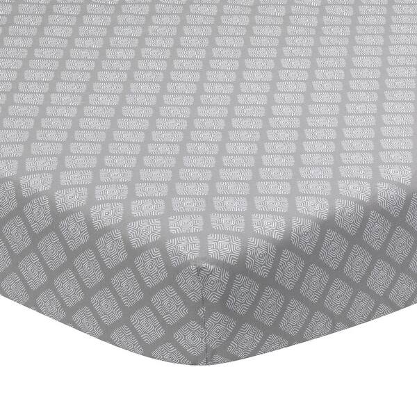 slide 2 of 5, Lambs & Ivy Signature Gray Diamond Medallion Organic Cotton Fitted Crib Sheet