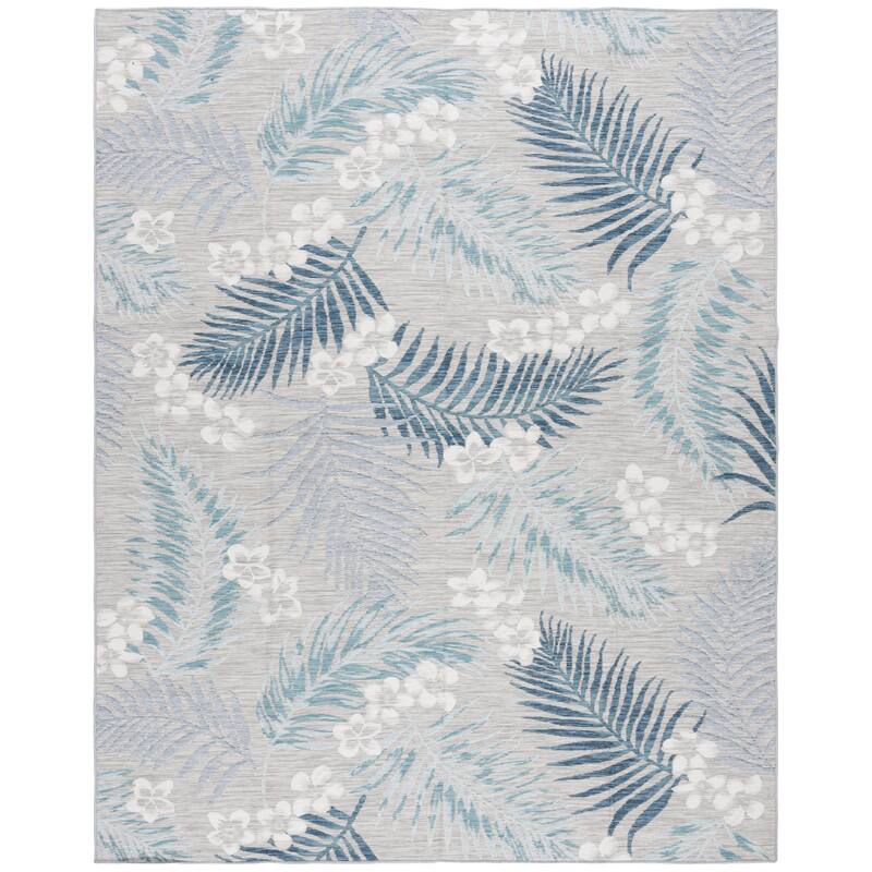 SAFAVIEH Sunrise Tracy Indoor/Outdoor Waterproof Rug - 6'7" x 8'7" - Grey/Blue Ivory