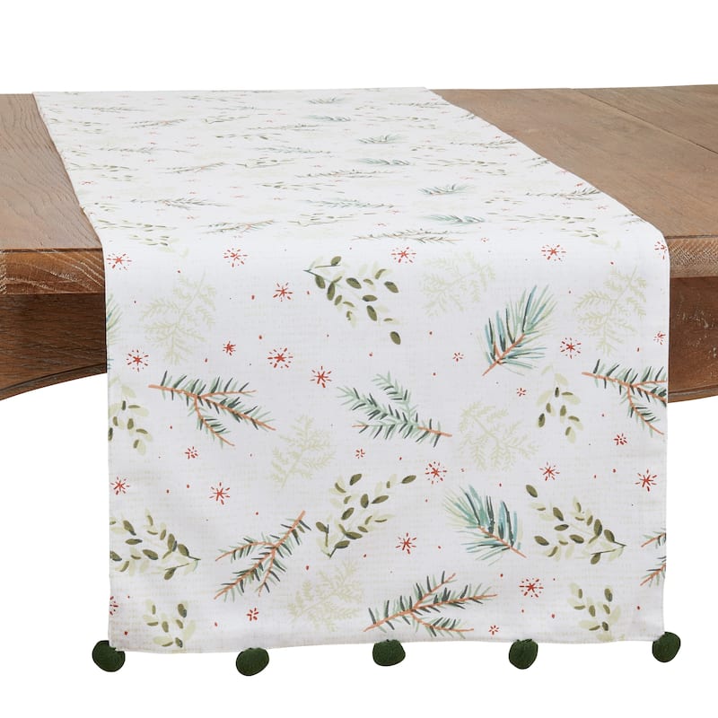 Table Runner With Christmas Foliage Design - 16"x72"