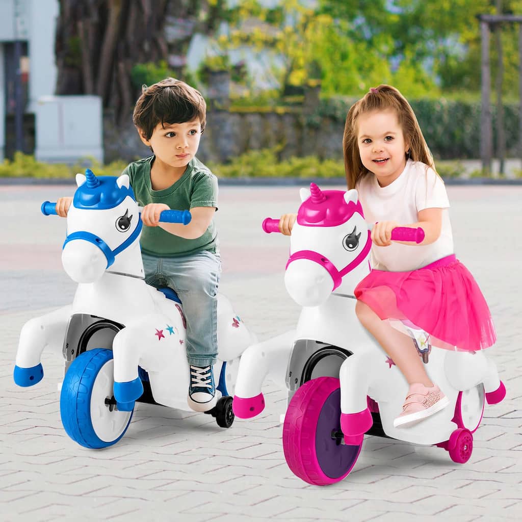 12V Ride on Toys Unicorn Battery Powered Ride on Car w/Training Wheels