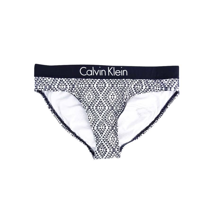 Calvin Klein Women's Printed Bikini Briefs Swimsuit (XS, White/Black)