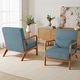 preview thumbnail 87 of 141, 25" W Mid Century Upholstered Wood Accent Chair with Pillow set of 2