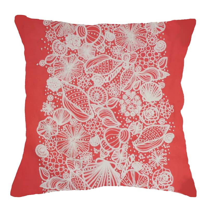 Coral Shell Embroidered Throw Pillow