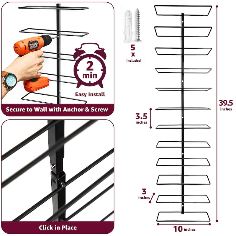 Sorbus Wall Mount Metal Wine Rack - 12 Level Wine Rack Wall Mounted for Wine Bottles